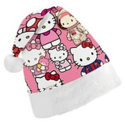 Hello Kitty Christmas Hat Santa Hat Xmas Holiday Hat Classic Santa Hat for Xmas New Year Party Headwear for Unisex Adults Teens New Year Festive Holiday Party Supplies